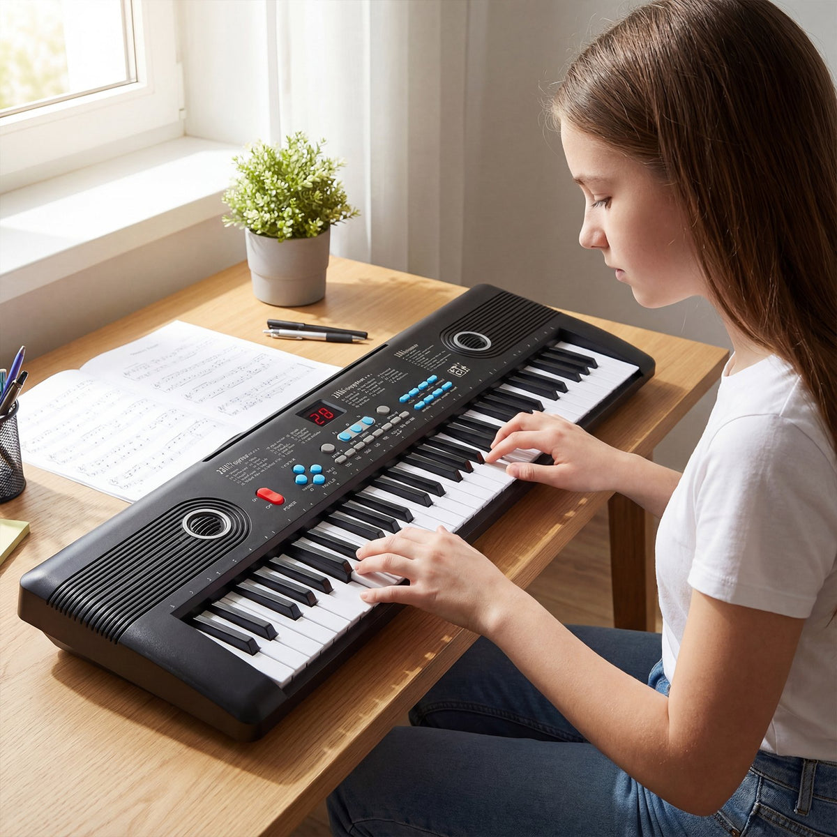 61 Key Electric Portable Digital Keyboard Piano for Beginner-Black view 2