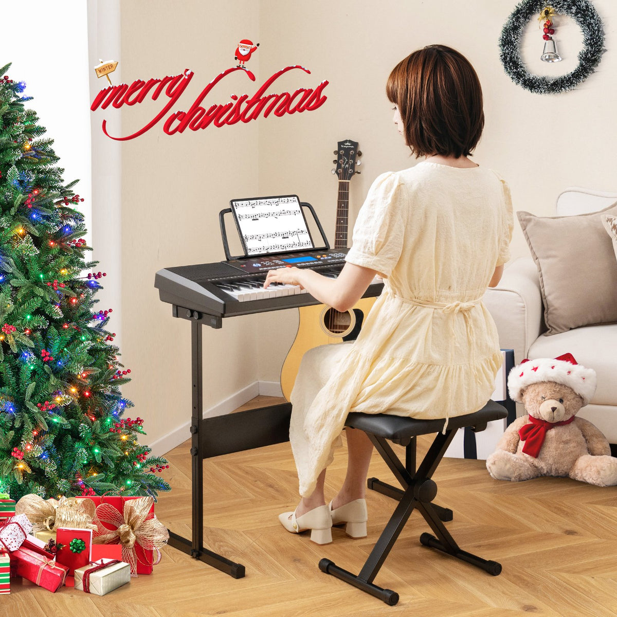 61-Key Electronic Keyboard Piano Starter Set with Stand Bench and Headphones view 3
