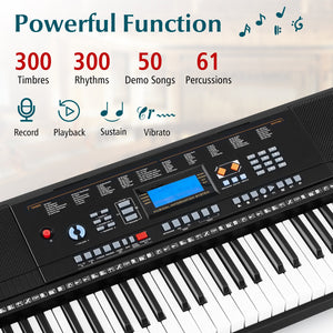 61-Key Electronic Keyboard Piano Starter Set with Stand Bench and Headphones view 5
