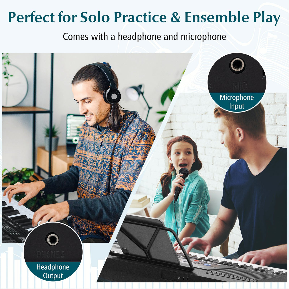61-Key Electronic Keyboard Piano Starter Set with Stand Bench and Headphones view 9