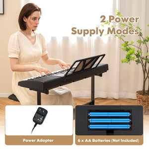 61-Key Portable Electronic Keyboard Piano with Stand and Stool view 7