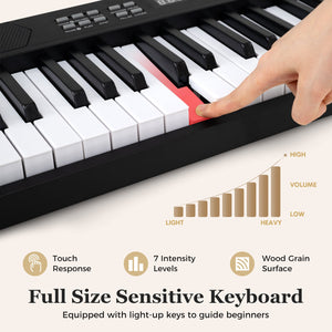61-Key Foldable Piano Keyboard Full-size Electronic Keyboard with MIDI and Split Function-Black view 7
