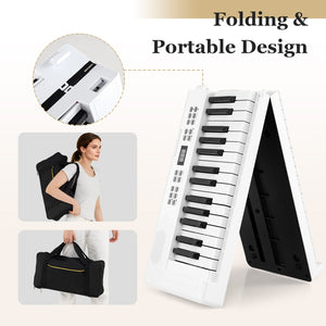 61-Key Foldable Piano Keyboard Full-size Electronic Keyboard with MIDI and Split Function-White view 9