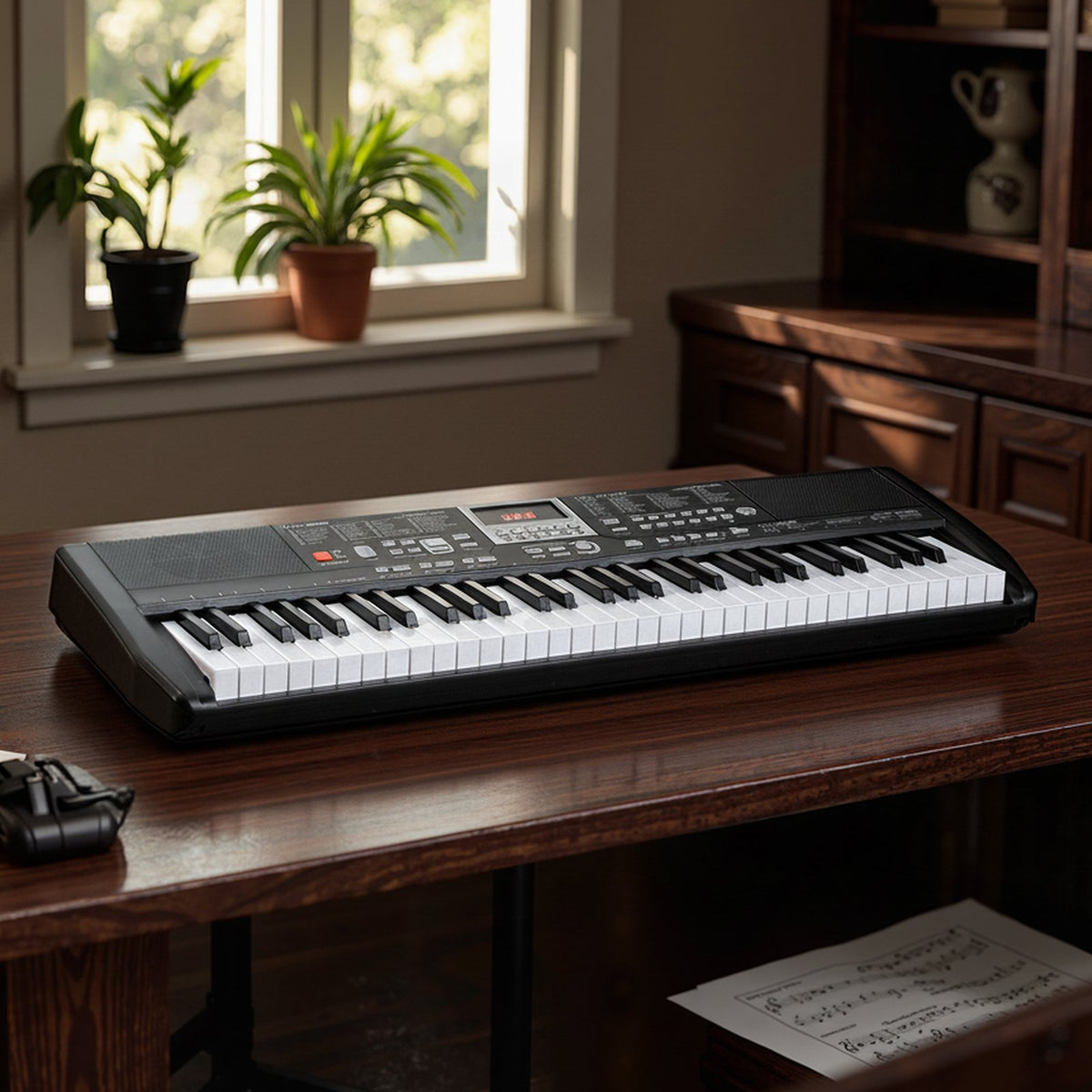 61 Keys Beginners Piano Keyboard Electric Keyboard Kit with Adjustable Stand and Stool-Black view 2