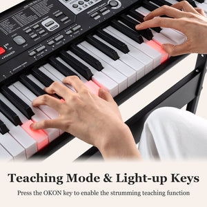 61 Keys Beginners Piano Keyboard Electric Keyboard Kit with Adjustable Stand and Stool-Black view 7