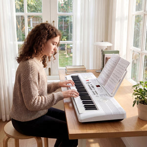 61 Key Electric Portable Digital Keyboard Piano for Beginner-White view 3