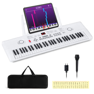 61 Key Electric Portable Digital Keyboard Piano for Beginner-White view 4