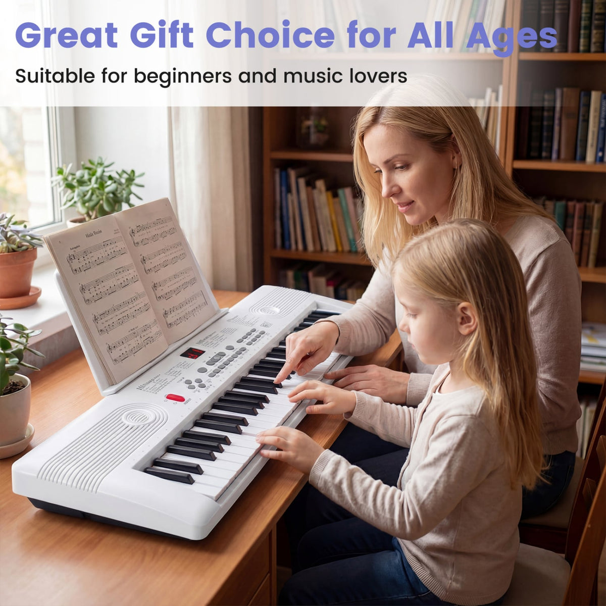 61 Key Electric Portable Digital Keyboard Piano for Beginner-White view 6