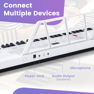 61 Key Electric Portable Digital Keyboard Piano for Beginner-White view 9