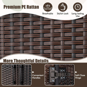 62 Inch Wicker Wardrobe with 2 Doors PE Rattan Closet with Hanging Rod-Brown view 8