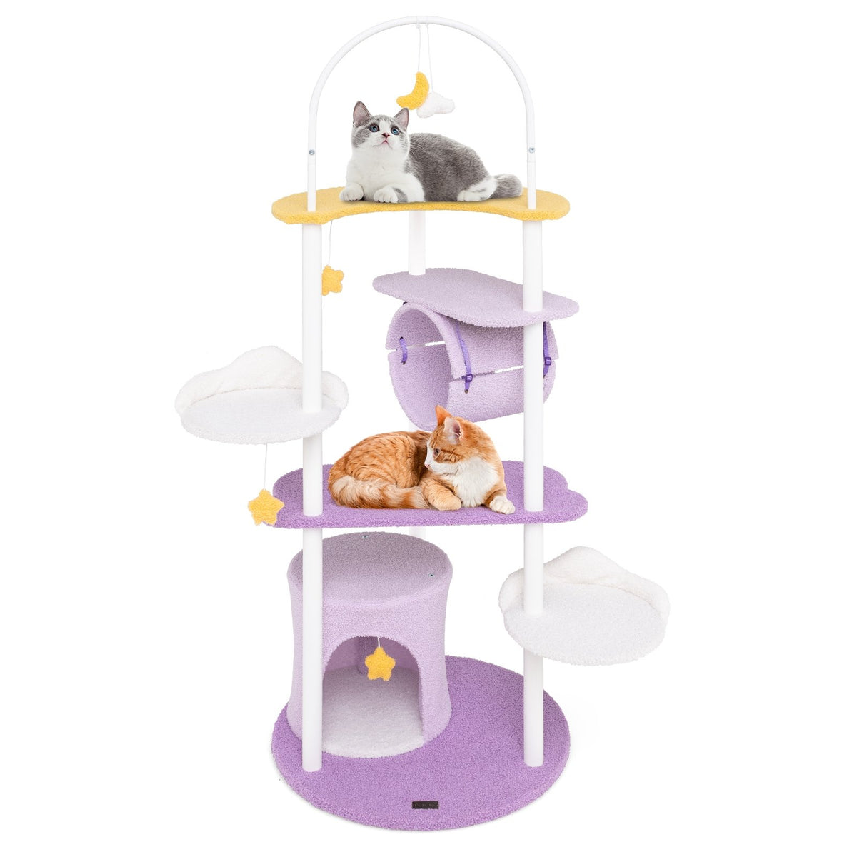 62 Inches Large Cat Tower with Metal Frame and Jumping Platforms-Purple view 4