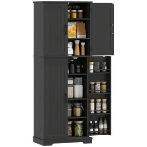 Tall Pantry Cabinet, 64" Storage Cabinet with Adjustable Shelves and 8 Door Spice Racks for Kitchen