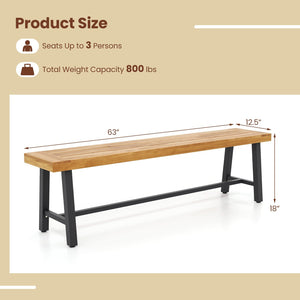 63 Inch 3-Person Acacia Patio Wood Outdoor Backless Bench-Set of 1 view 5