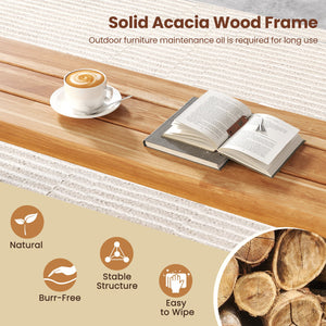 63 Inch 3-Person Acacia Patio Wood Outdoor Backless Bench-Set of 2 view 7
