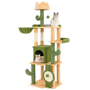 63 Inch Cactus Cat Tree with Sisal Scratching Posts and Board for Indoor Cats view 4