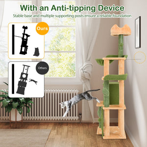 63 Inch Cactus Cat Tree with Sisal Scratching Posts and Board for Indoor Cats view 7