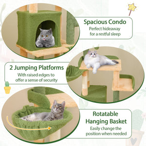 63 Inch Cactus Cat Tree with Sisal Scratching Posts and Board for Indoor Cats view 9