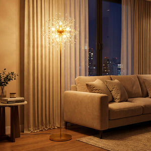63-Inch Crystal Floor Lamp with Acrylic Crystals-Gold view 2
