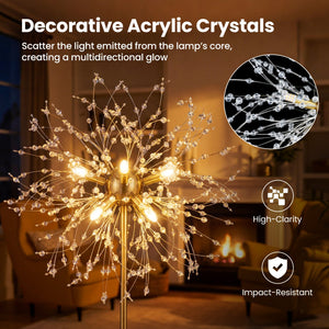 63-Inch Crystal Floor Lamp with Acrylic Crystals-Gold view 8