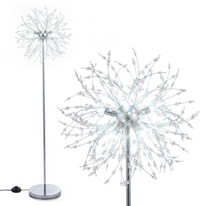 63-Inch Crystal Floor Lamp with Acrylic Crystals-Sliver