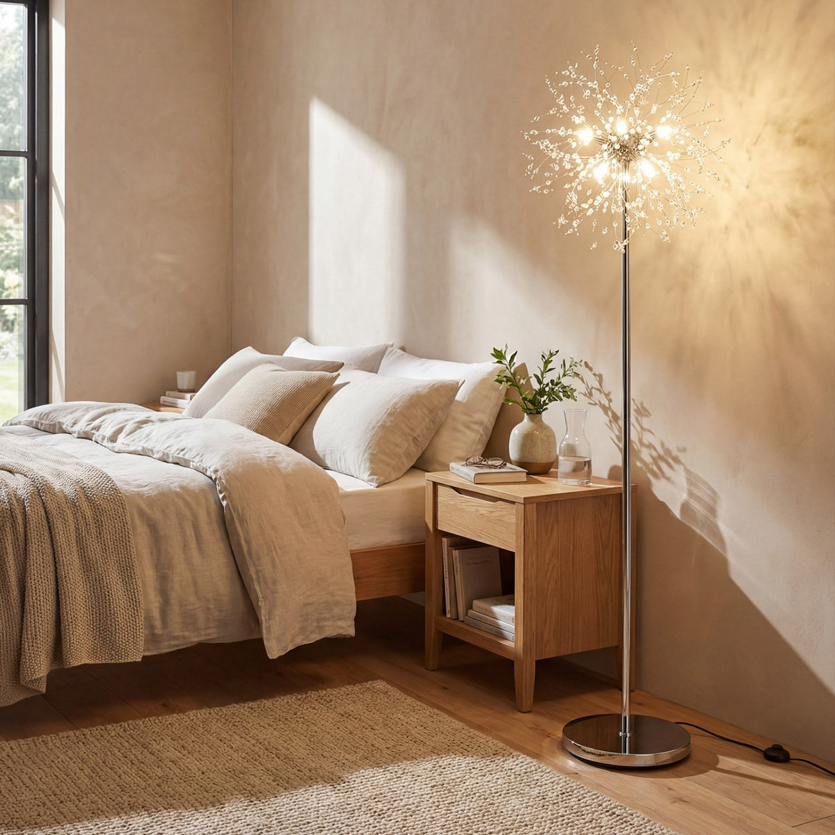63-Inch Crystal Floor Lamp with Acrylic Crystals-Sliver view 2