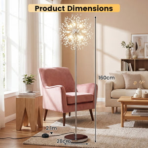 63-Inch Crystal Floor Lamp with Acrylic Crystals-Sliver view 5