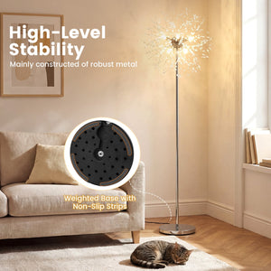 63-Inch Crystal Floor Lamp with Acrylic Crystals-Sliver view 9