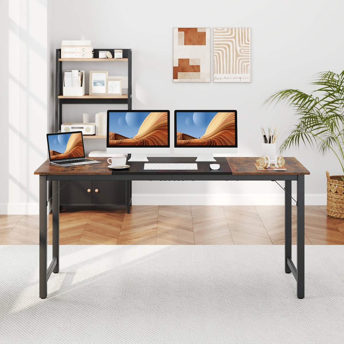 63 Inch Modern Splice Computer Desk with Heavy Duty Steel Frame view 2