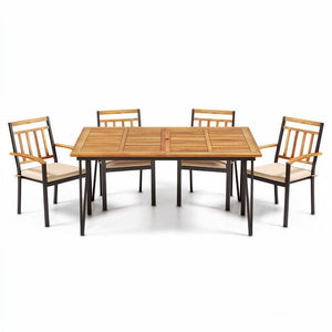 63 Inch Outdoor Dining Table & Set of 4 Patio Dining Chairs