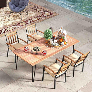 63 Inch Outdoor Dining Table & Set of 4 Patio Dining Chairs view 2