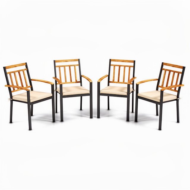 63 Inch Outdoor Dining Table & Set of 4 Patio Dining Chairs view 5