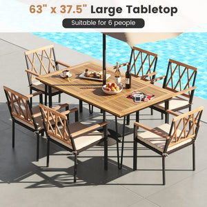 63 Inch Outdoor Dining Table & Set of 4 Patio Dining Chairs view 8