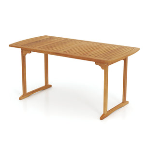 63 inch Outdoor Dining Table with Umbrella Hole and Slatted Tabletop view 6
