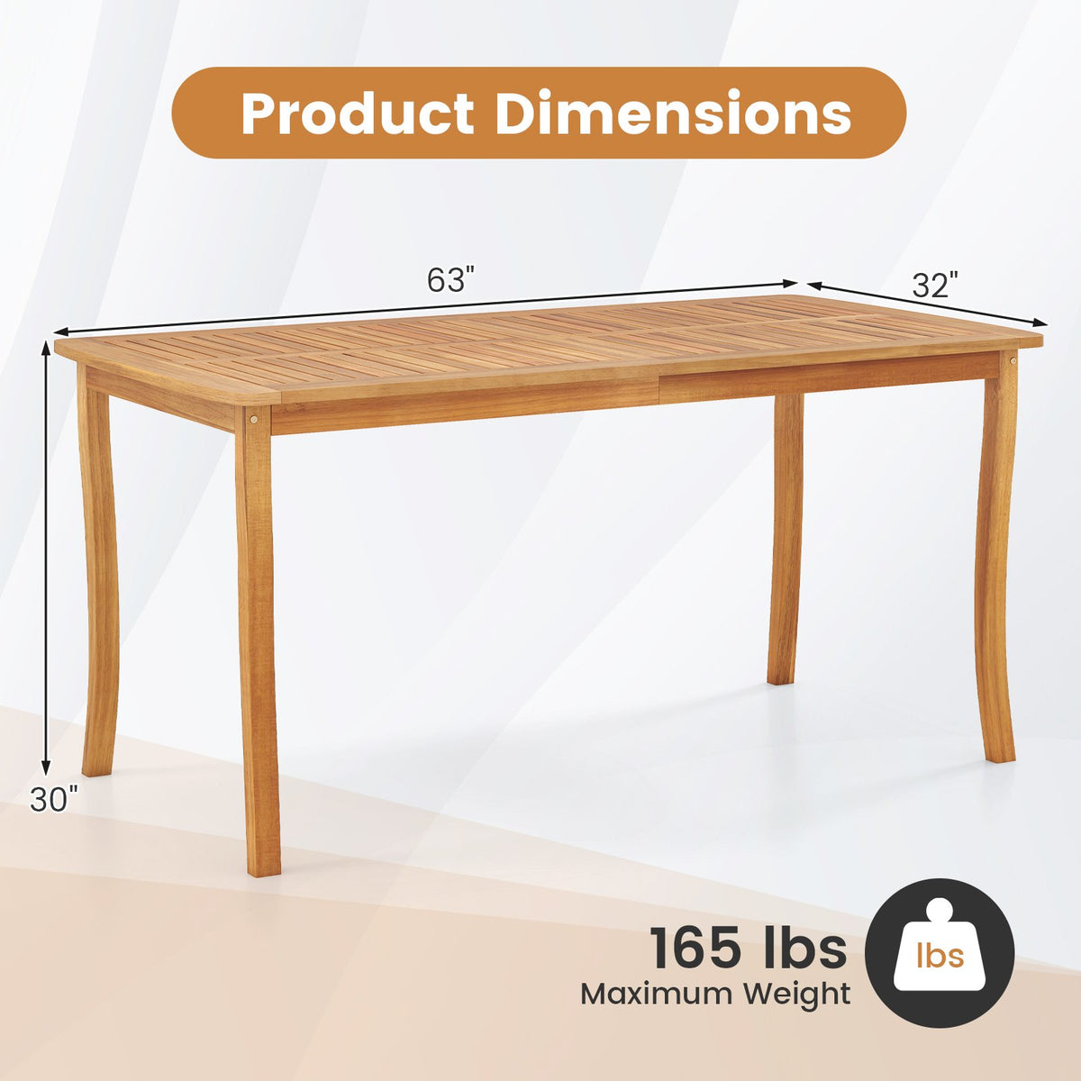 63 inch Outdoor Dining Table with Umbrella Hole Farmhouse Bistro Dinette Furniture view 5