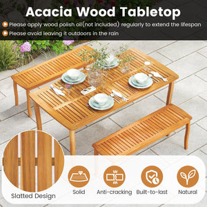 63 inch Outdoor Dining Table with Umbrella Hole Farmhouse Bistro Dinette Furniture view 8