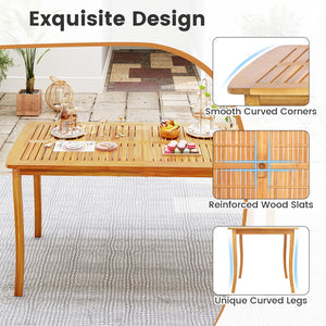 63 inch Outdoor Dining Table with Umbrella Hole Farmhouse Bistro Dinette Furniture view 9
