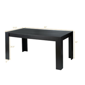63 Inch Rectangular Modern Dining Kitchen Table for 6 People-Black view 4