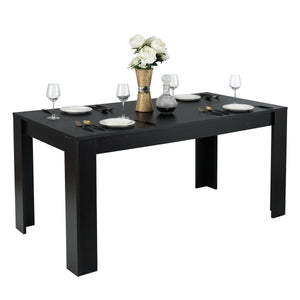 63 Inch Rectangular Modern Dining Kitchen Table for 6 People-Black view 8