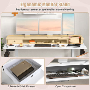 63 Inch x 24 Inch Electric Standing Desk with 2 Drawers-White view 8