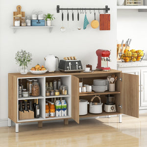 63 Inches Buffet Sideboard with 4 Compartments and Push-to-Open Cabinet-Natural view 2