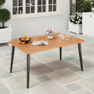 63 Inches Outdoor Indoor Dining Table with 1.97 Inches Umbrella Hole and Metal Legs view 2