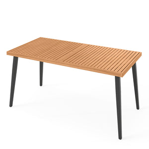 63 Inches Outdoor Indoor Dining Table with 1.97 Inches Umbrella Hole and Metal Legs view 4