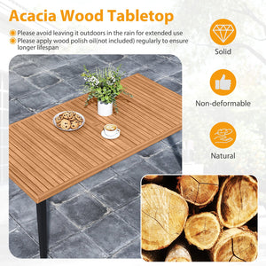 63 Inches Outdoor Indoor Dining Table with 1.97 Inches Umbrella Hole and Metal Legs view 8