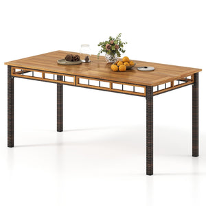 63 inches Outdoor Dining Table with Acacia Wood Slatted Tabletop view 4