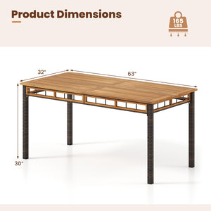 63 inches Outdoor Dining Table with Acacia Wood Slatted Tabletop view 5