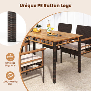 63 inches Outdoor Dining Table with Acacia Wood Slatted Tabletop view 9