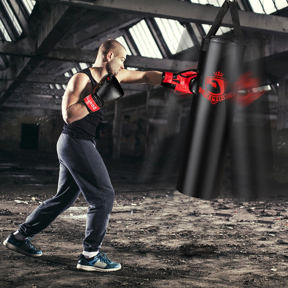 Filled Punching Bag Set with Boxing Gloves- 63 lbs view 2