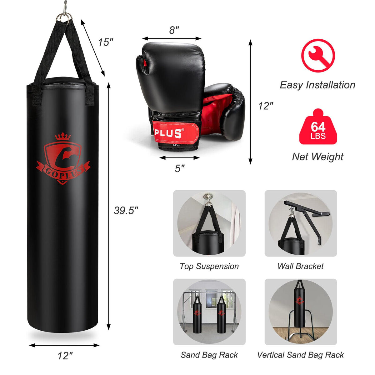 Filled Punching Bag Set with Boxing Gloves- 63 lbs view 5