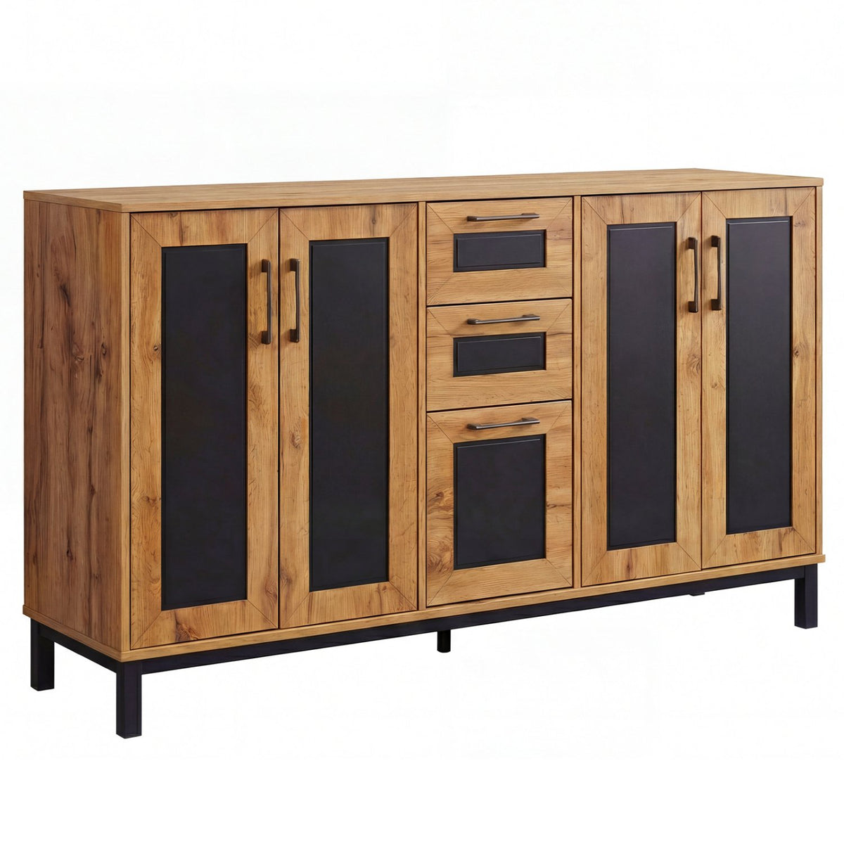 63 inches Sideboard Buffet Cabinet with 3 Drawers and Storage Shelves-Natural