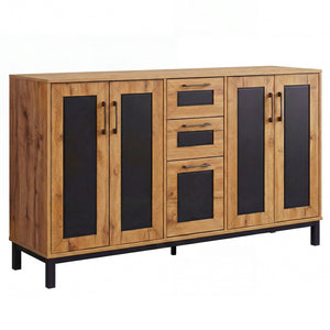 63 inches Sideboard Buffet Cabinet with 3 Drawers and Storage Shelves-Natural